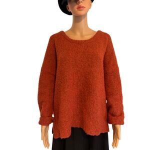 Willow & Clay By Anthropologie Sweater Oversized L Burnt Sienna Chunky Preppy